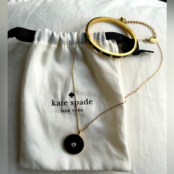 kate spade Jewelry - KATE SPADE SKIRT THE RULES BLACK PENDANT AND BANGLE BRACELET SET